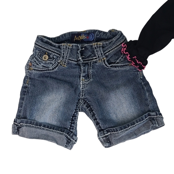 Dollie & Me Girls Black Pink Multicolor Dress and Angels Shorts size 7 - Picture 2 of 6